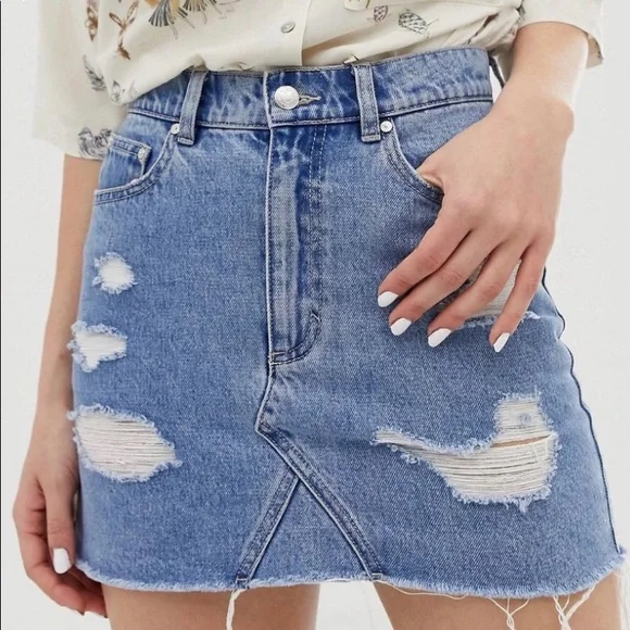 Pull&Bear Skirts Pullbear Ripped Denim Mini Skirt Poshmark